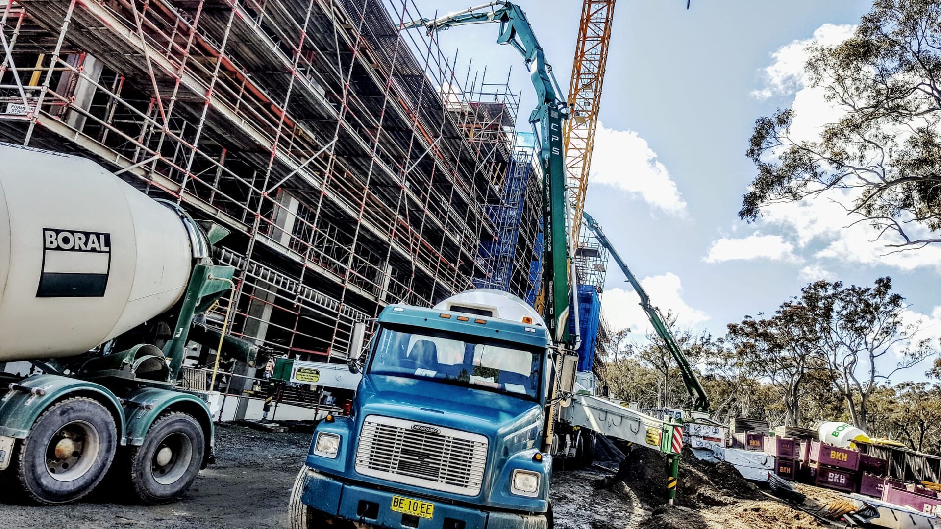 CPS concreters working a suspended deck